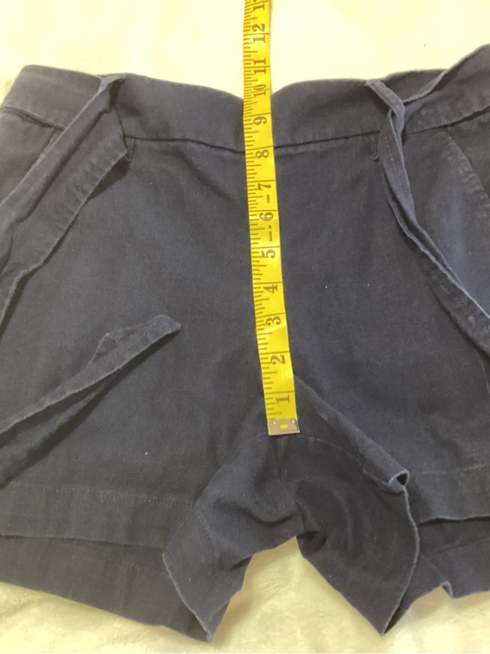 J. Crew Factory Linen Blend Casual Tie Belt Shorts Navy Size 2 Summer Vacation - Picture 6 of 8